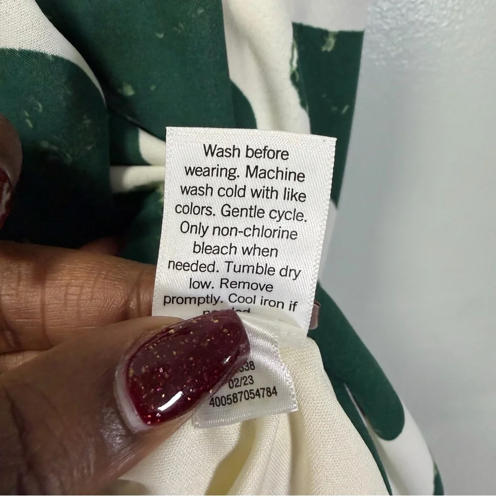 Nine West‎ Green and White Spotted Off-Shoulder Dress Size Medium